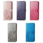 Four-leaf Clasp Embossed Buckle Leather Phone Case