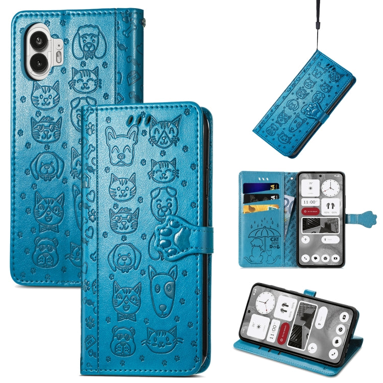 Cat and Dog Embossed Leather Phone Case