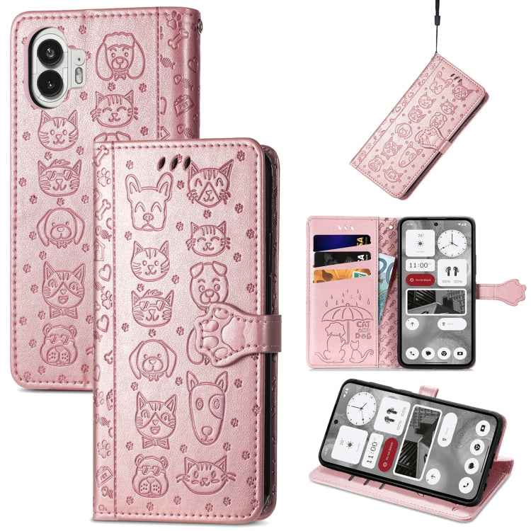 Cat and Dog Embossed Leather Phone Case