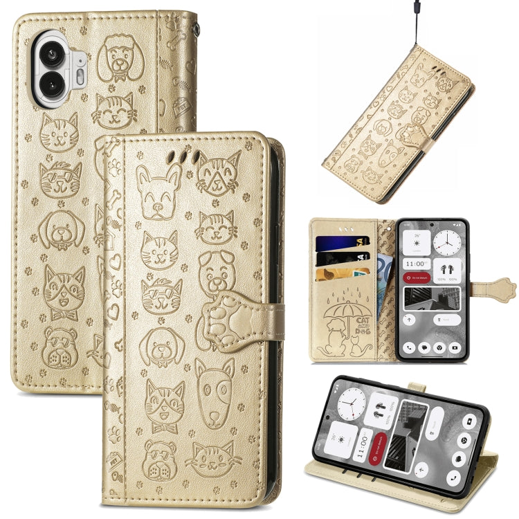 Cat and Dog Embossed Leather Phone Case