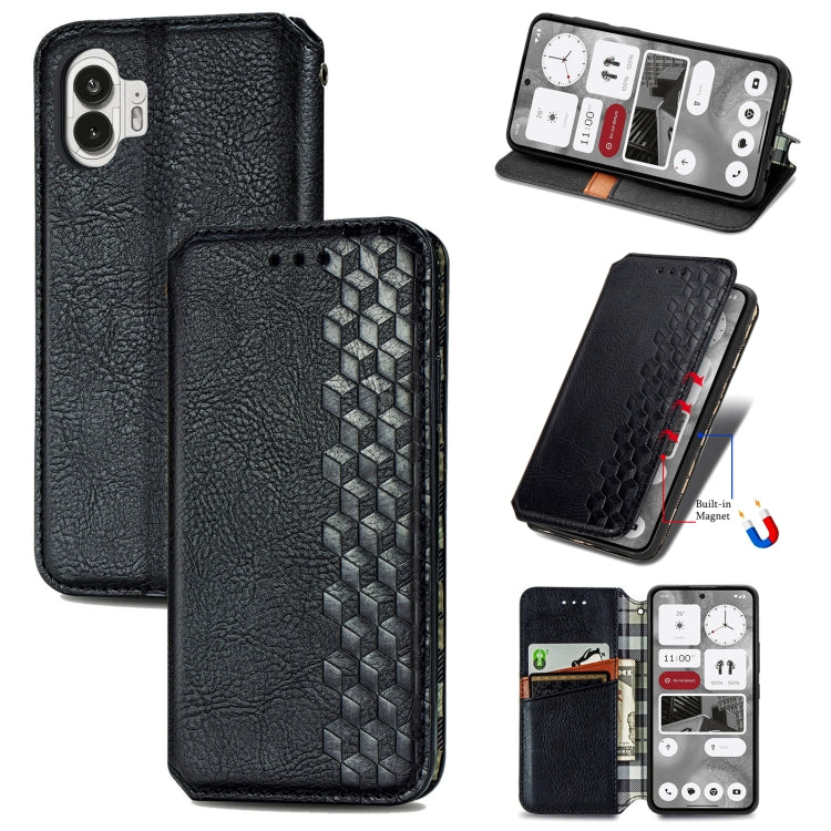 Cubic Grid Pressed Magnetic Leather Phone Case