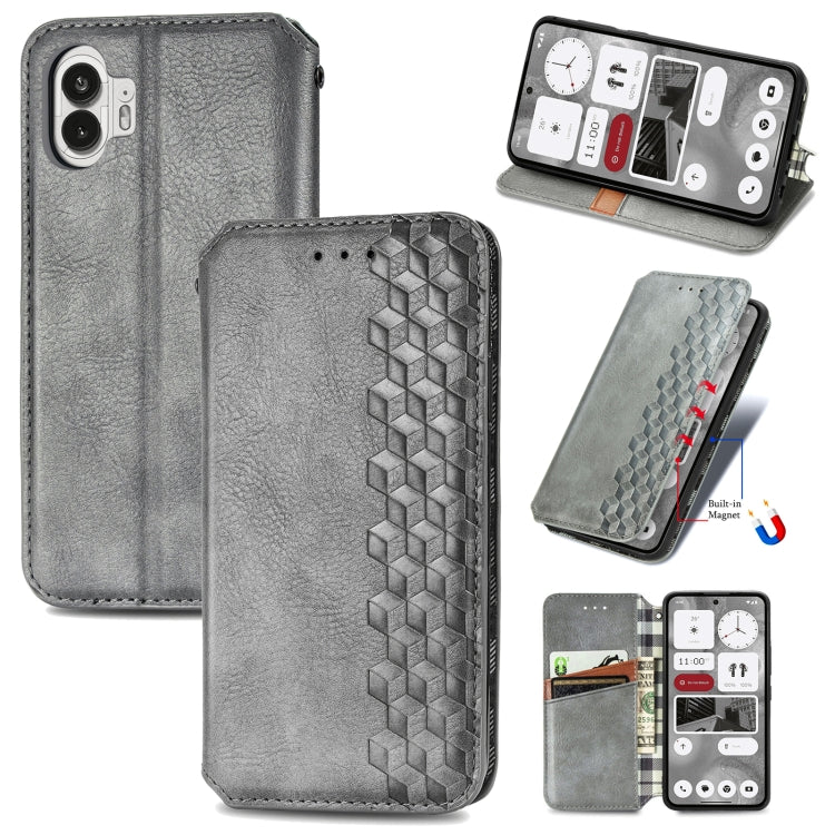 Cubic Grid Pressed Magnetic Leather Phone Case