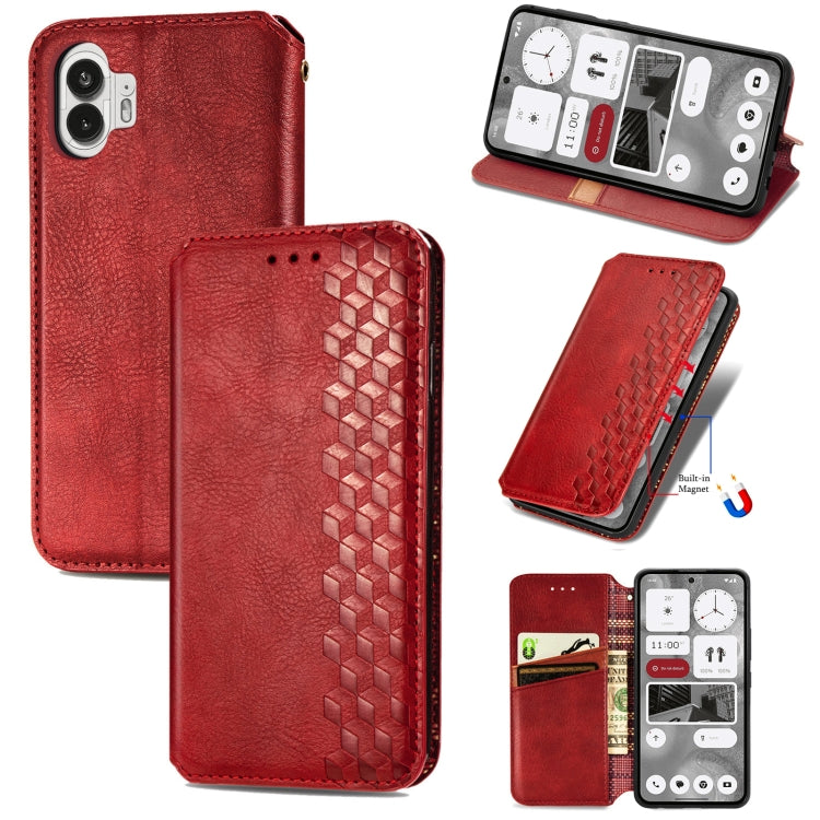 Cubic Grid Pressed Magnetic Leather Phone Case