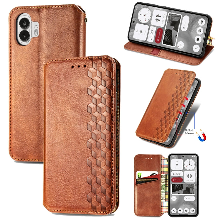 Cubic Grid Pressed Magnetic Leather Phone Case