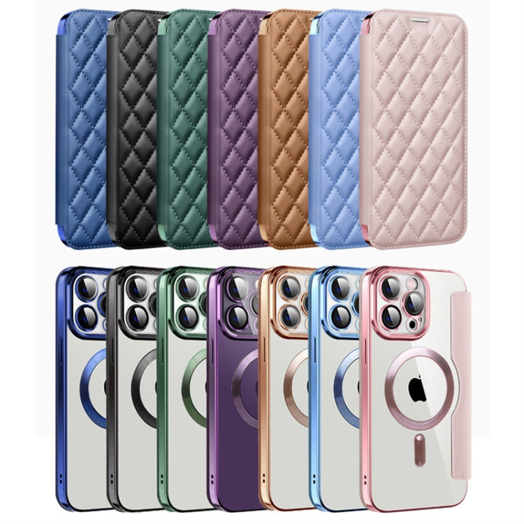 Shield Magsafe RFID Anti-theft Rhombus Leather Phone Case