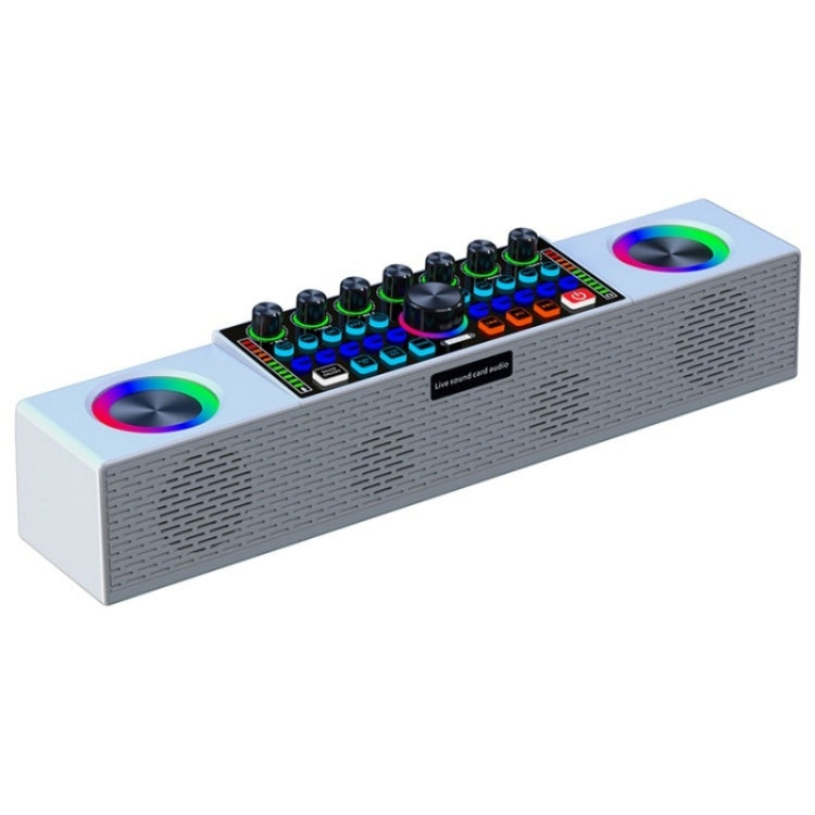 SY8 Live Sound Card All-in-one Machine Speaker Stereo Subwoofer With Mic — Black