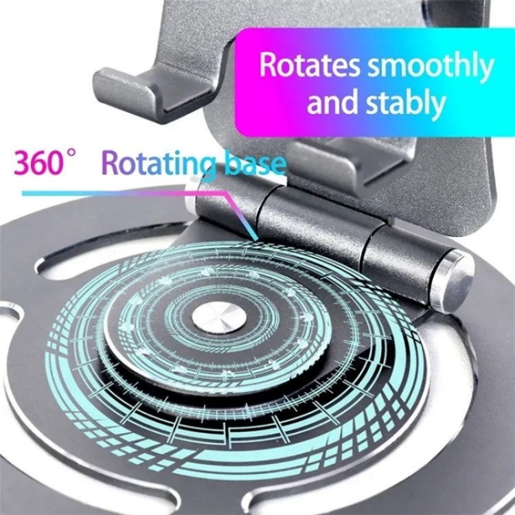 G60 Portable Folding 360-Degree Rotating Desktop Phone Tablet Holder — Silver