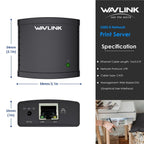 WAVLINK NU72P11 100Mbps Network Print Server USB 2.0 Network Printer Power Adapter — view 10