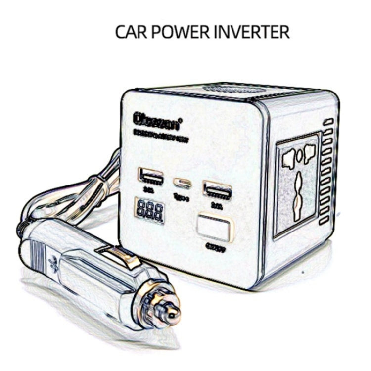 With LED Digital Display Car Power Inverter 150W Power Socket 2Type-C+2USB Car Charger — view 5