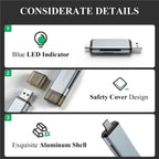 WAVLINK WL-CR3002 Multi-Function Mini Aluminum Alloy Shell Type-C+USB3.0 SD/TF Card Reader