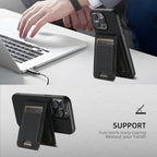 Suteni H17 Litchi Texture Leather MagSafe Detachable Wallet Phone Case