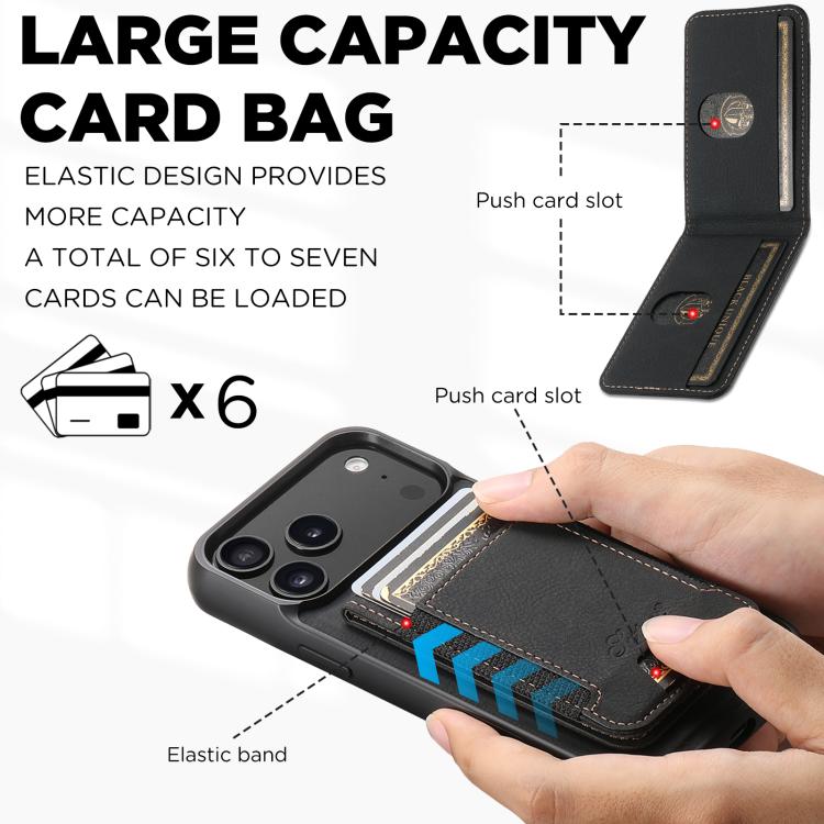 Suteni H17 Litchi Texture Leather MagSafe Detachable Wallet Phone Case