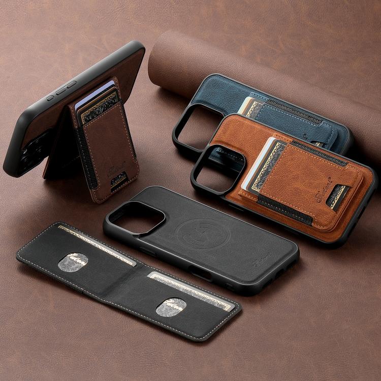Suteni H17 Litchi Texture Leather MagSafe Detachable Wallet Phone Case