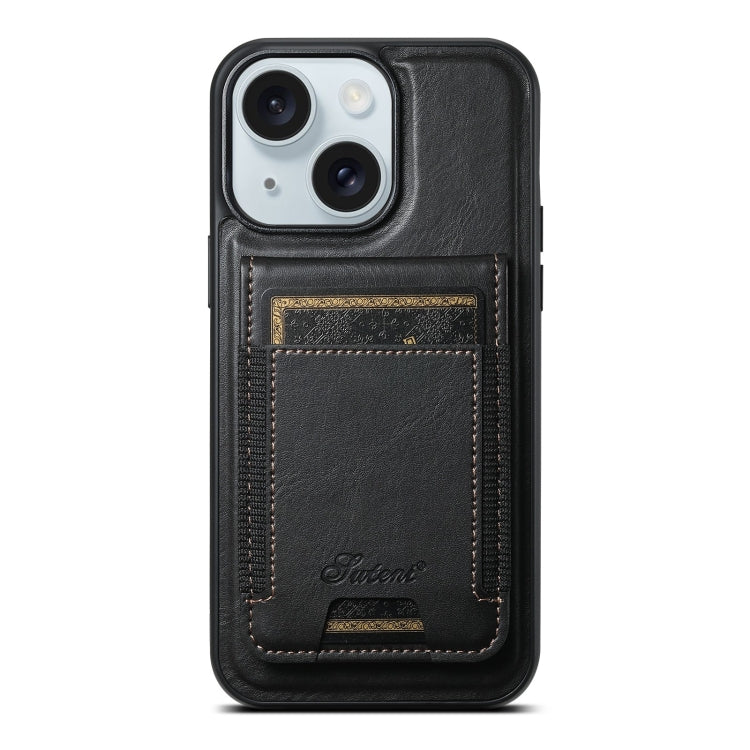 Suteni H17 Oil Eax Leather MagSafe Detachable Wallet Phone Case