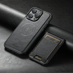 Suteni H17 Oil Eax Leather MagSafe Detachable Wallet Phone Case