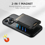 Suteni H17 Oil Eax Leather MagSafe Detachable Wallet Phone Case — Brown