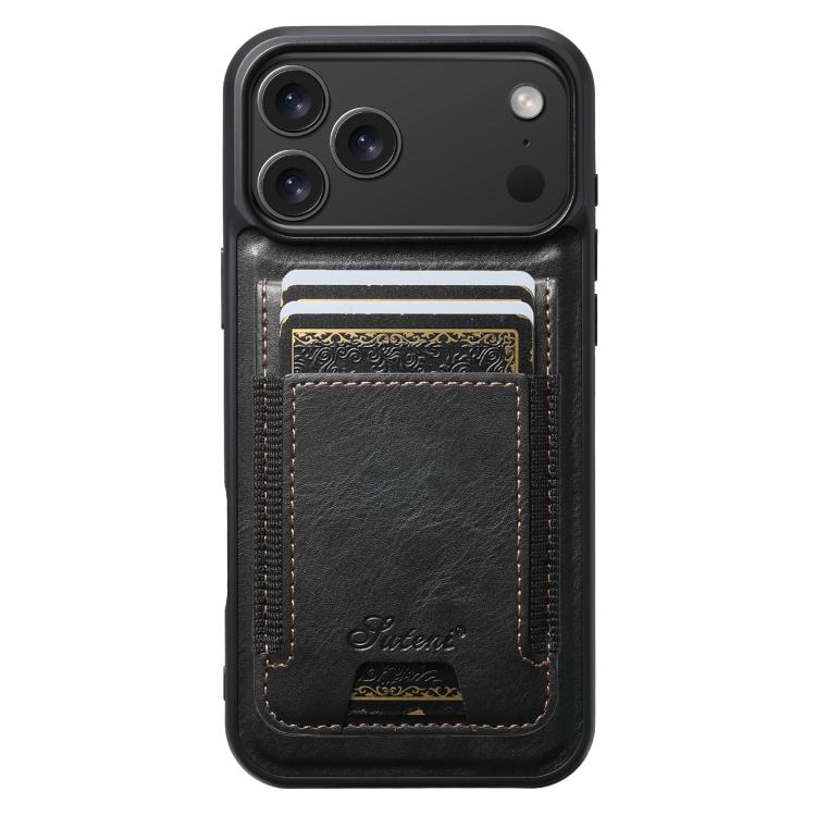 Suteni H17 Oil Eax Leather MagSafe Detachable Wallet Phone Case