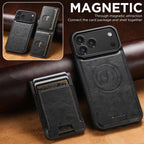 Suteni H17 Oil Eax Leather MagSafe Detachable Wallet Phone Case