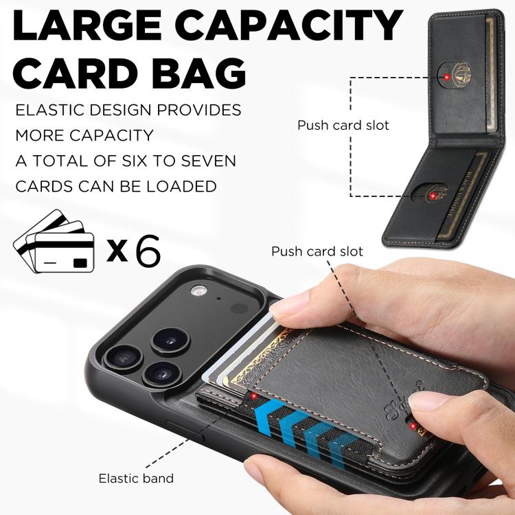 Suteni H17 Oil Eax Leather MagSafe Detachable Wallet Phone Case