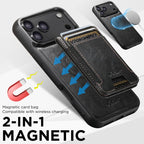 Suteni H17 Oil Eax Leather MagSafe Detachable Wallet Phone Case