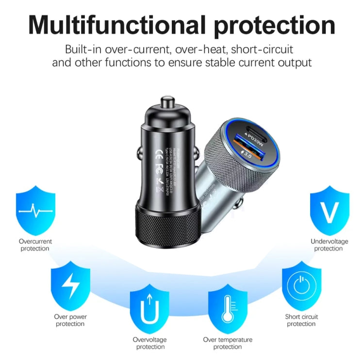 P19 Metal PD20W USB-C + QC18W USB Car Charger with Type-C to 8 Pin Date Cable — view 6