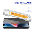 ENKAY Easy Install Anti-peeping Privacy Full Screen Tempered Glass Film — For iPhone 17e / 16e / 14 / 13 / 13 Pro