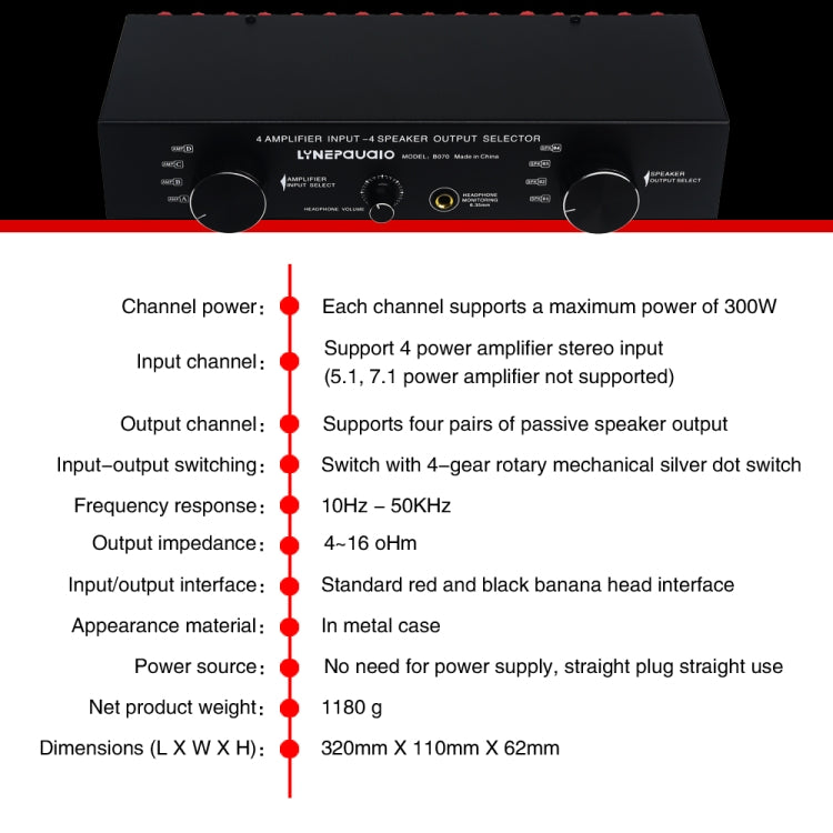 Power Amplifier Speaker Selector Switcher Speaker Comparator, 4 Input 4 Ooutput — view 9