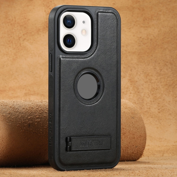 Suteni G2 Magsafe Oil Wax Leather Back Phone Case with Holder