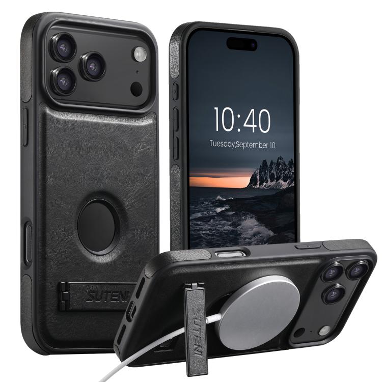 Suteni G2 Magsafe Oil Wax Leather Back Phone Case with Holder
