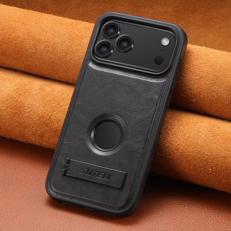 Suteni G2 Magsafe Oil Wax Leather Back Phone Case with Holder