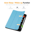ENKAY Tri-fold Custer Texture TPU Leather Smart Tablet Case with Pen Slot