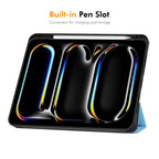 ENKAY Tri-fold Custer Texture TPU Leather Smart Tablet Case with Pen Slot