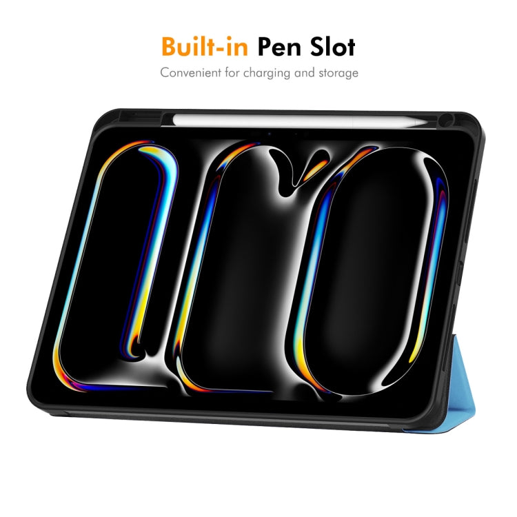 ENKAY Tri-fold Custer Texture TPU Leather Smart Tablet Case with Pen Slot