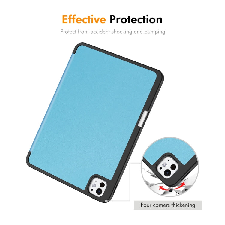 ENKAY Tri-fold Custer Texture TPU Leather Smart Tablet Case with Pen Slot
