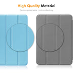 ENKAY Tri-fold Custer Texture TPU Leather Smart Tablet Case with Pen Slot