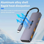 T-508 4-in-1 Type-C Docking Station USB 3.2 Hub Notebook Tablet Smartphone Splitter Converter — view 4