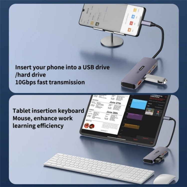 T-508 4-in-1 Type-C Docking Station USB 3.2 Hub Notebook Tablet Smartphone Splitter Converter — view 6