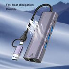 T513 USB-A / Type-C to USB3.0 x 3 + USB-C + Gigabit Laptop Adapter Docking Station — view 5