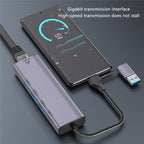 T513 USB-A / Type-C to USB3.0 x 3 + USB-C + Gigabit Laptop Adapter Docking Station — view 6