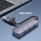 T203 USB + Type-C 3.0 Converter Hub 5Gbps USB 3.0 Data Transfer Adapter for Laptop / Tablet PC — T203