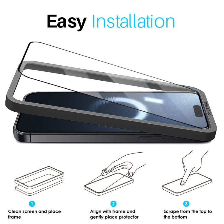NORTHJO 2pcs A++ Tempered Glass Film with Installation Frame — For iPhone 16 Pro