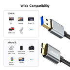 ENKAY USB 3.0 A to USB 3.0 Micro B 5Gbps Data Camera Hard Drive Cable — view 8