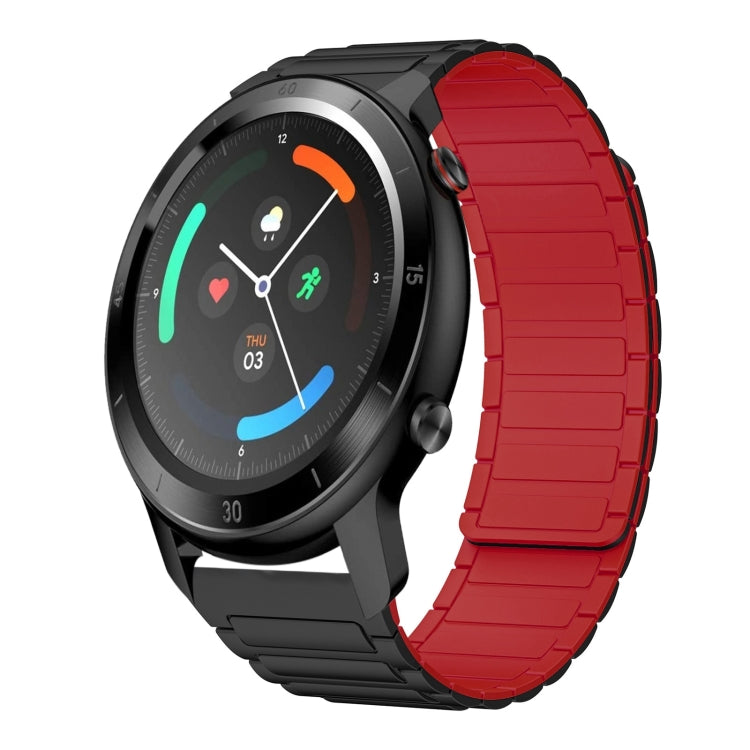 22mm I-shaped Magnetic Silicone Watch Band — Black+Orange
