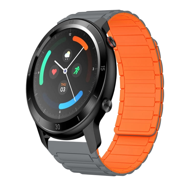 22mm I-shaped Magnetic Silicone Watch Band — Black+Red