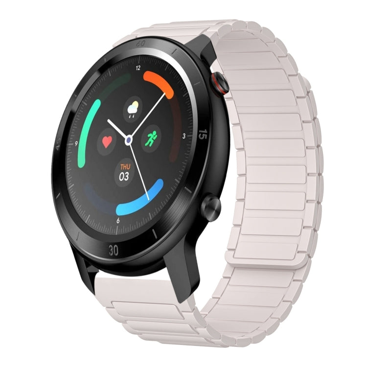 22mm I-shaped Magnetic Silicone Watch Band — Gray+Orange