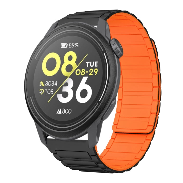 For COROS Pace 3 22mm I-shaped Magnetic Silicone Watch Band — Black+Red