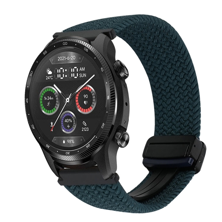 22mm Magnetic Buckle Braided Watch Band — Dark Green