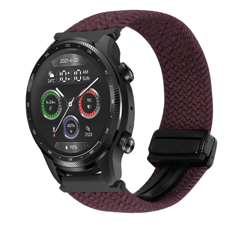 22mm Magnetic Buckle Braided Watch Band — Dark Brown