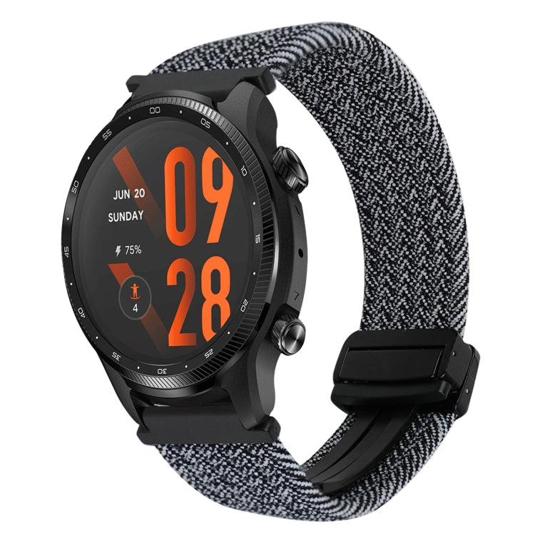 22mm Magnetic Buckle Braided Watch Band — Black White