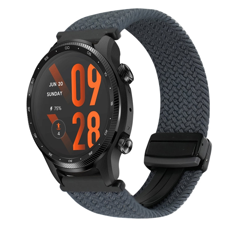22mm Magnetic Buckle Braided Watch Band — Dark Gray
